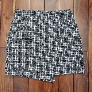 Classic Black and White Tweed Skirt